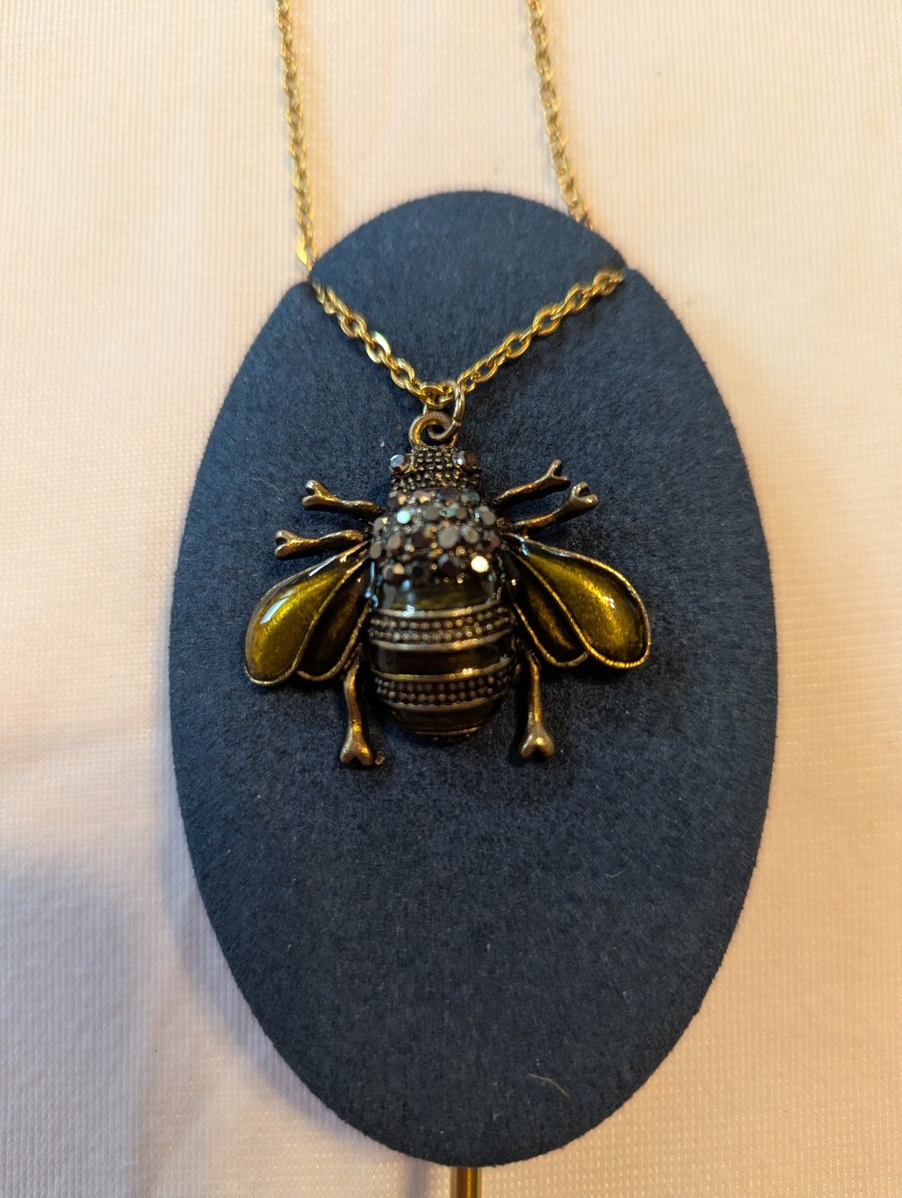 Bumble Bee Pendant Gold Tone Necklace